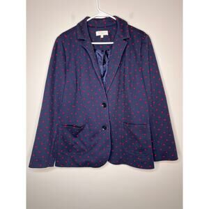 Talbots Navy Red Polka Dot Ponte Knit Classic Office Career Blazer 16W